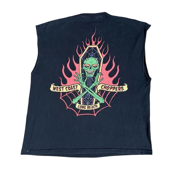 Vintage West Coast Choppers Chopped Coffin Skull T-Shirt 32.5 X 29 Y2K Biker 3XL - Picture 1 of 8